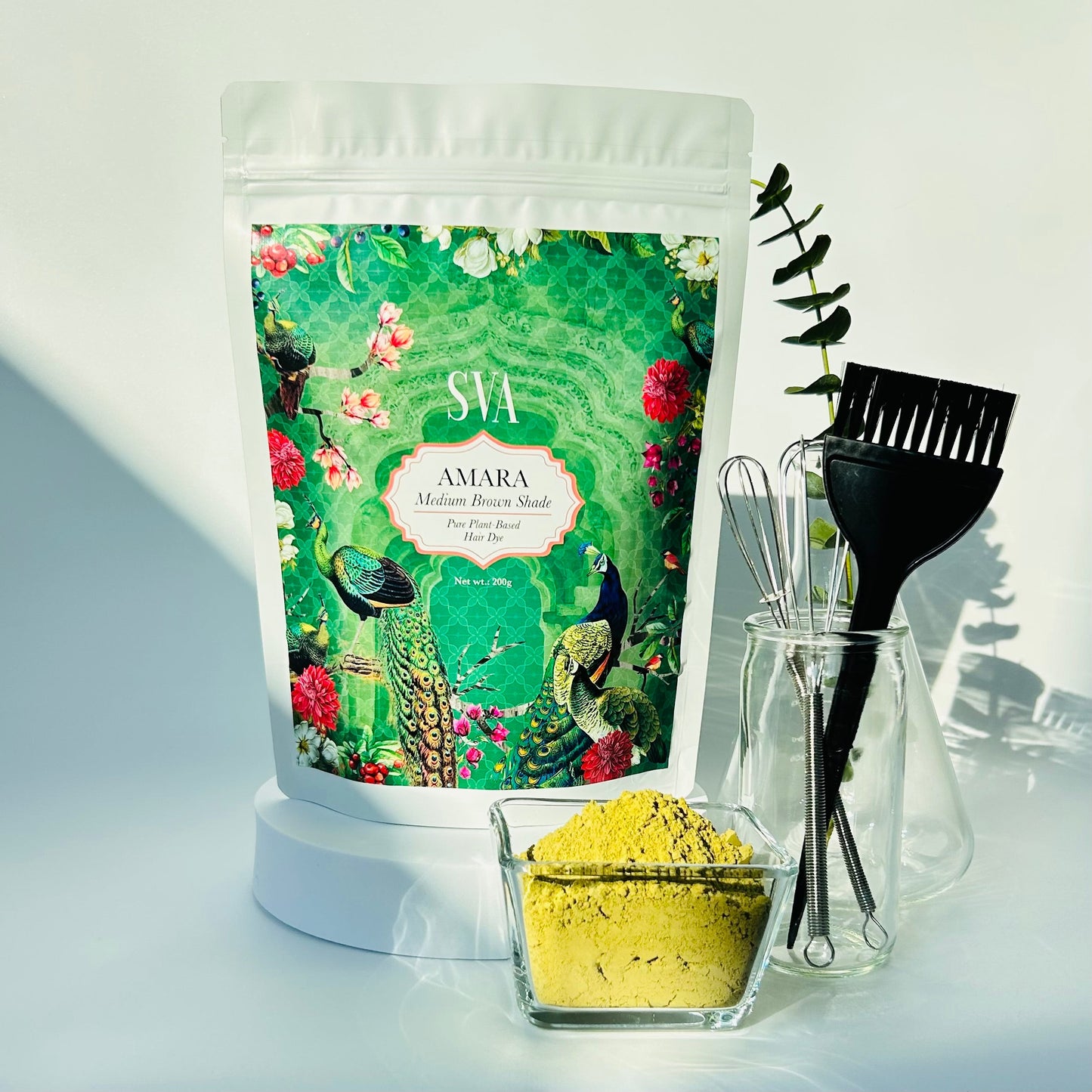 SVA Amara medium brown shade for grey coverage with 100% plant-based hair dye Singapore