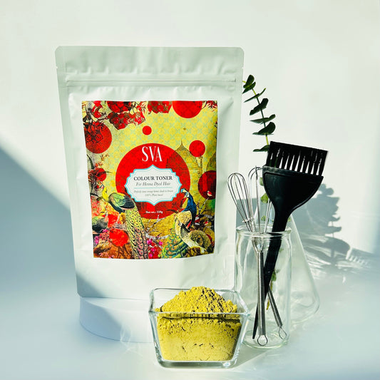 100% Plant-based henna orange hair colour toner by SVA for natural brown shade Singapore