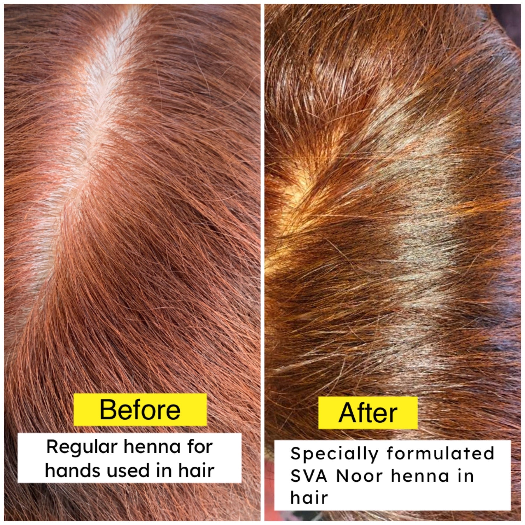 Before and after comparison between SVA Noor & regular henna Singapore