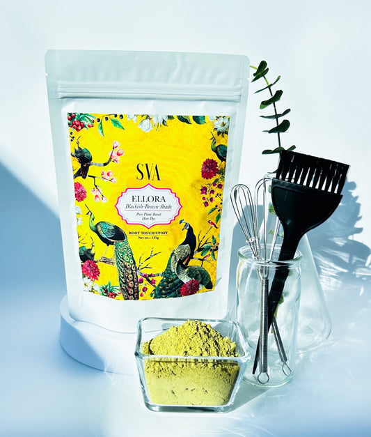 Ellora Plant based hair dye brown shade root touch-up kit Singapore