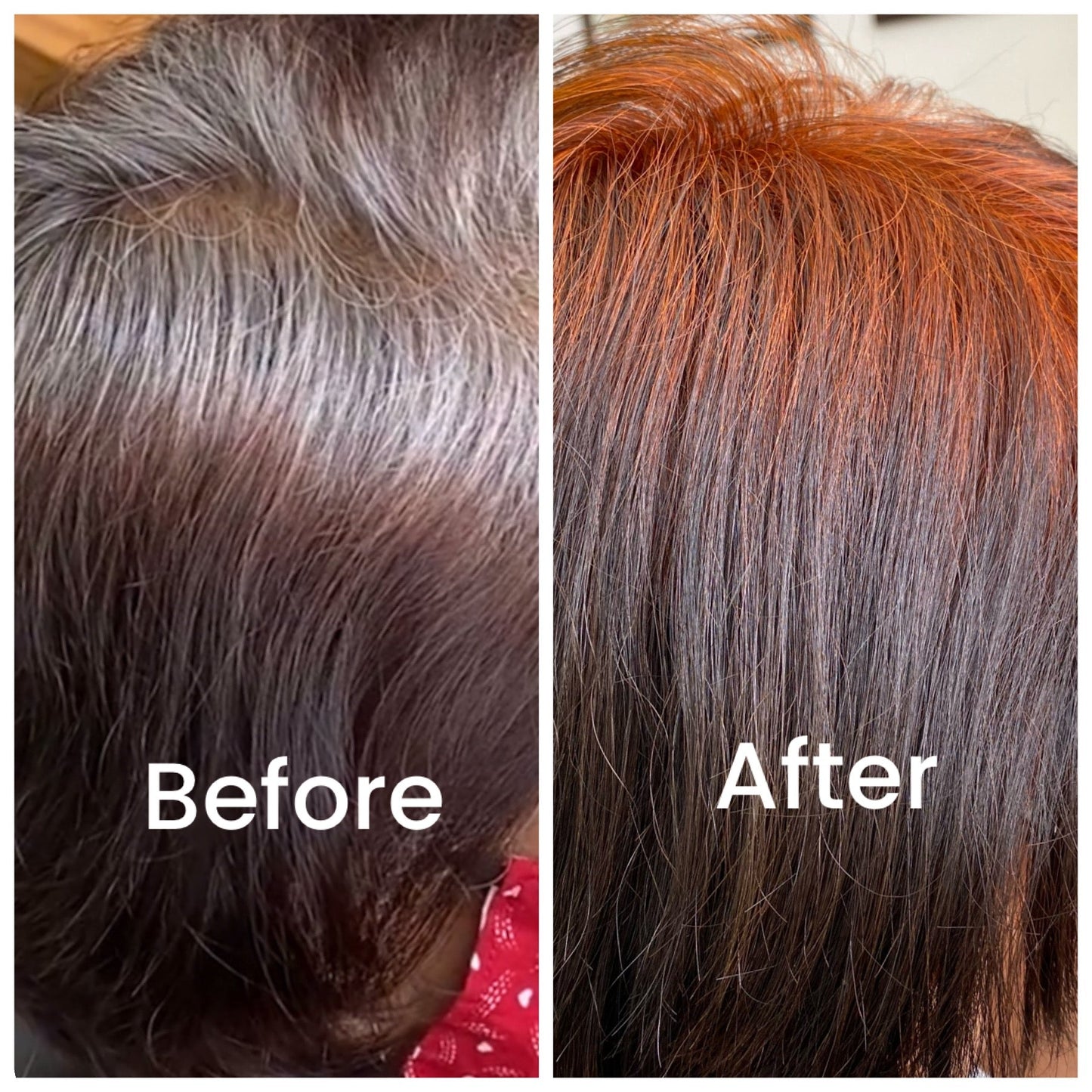 Before and after comparison of SVA 100% natural henna powder, Singapore