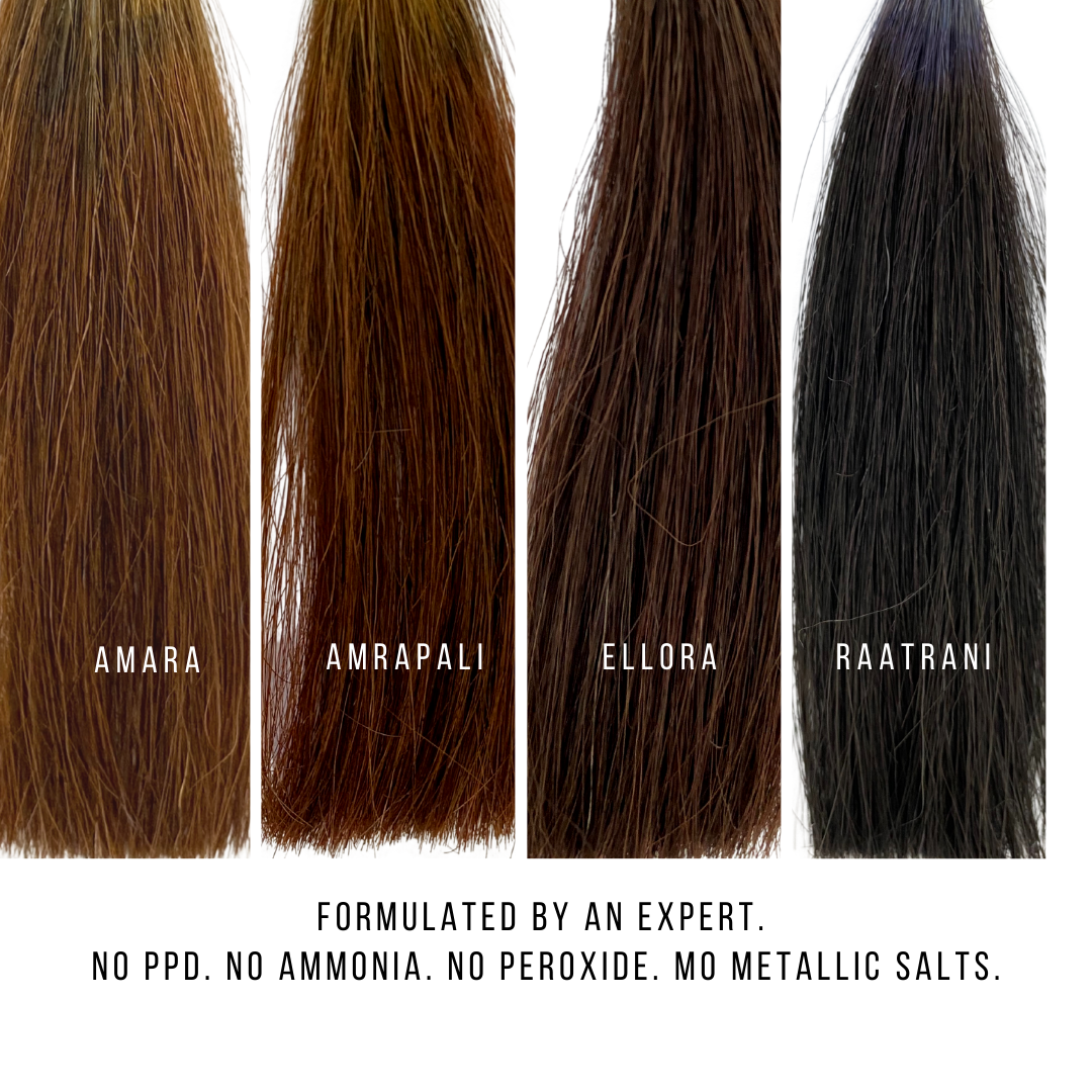Shade range of SVA 100% Plant Based hair dyes chemical free grey coverage Singapore