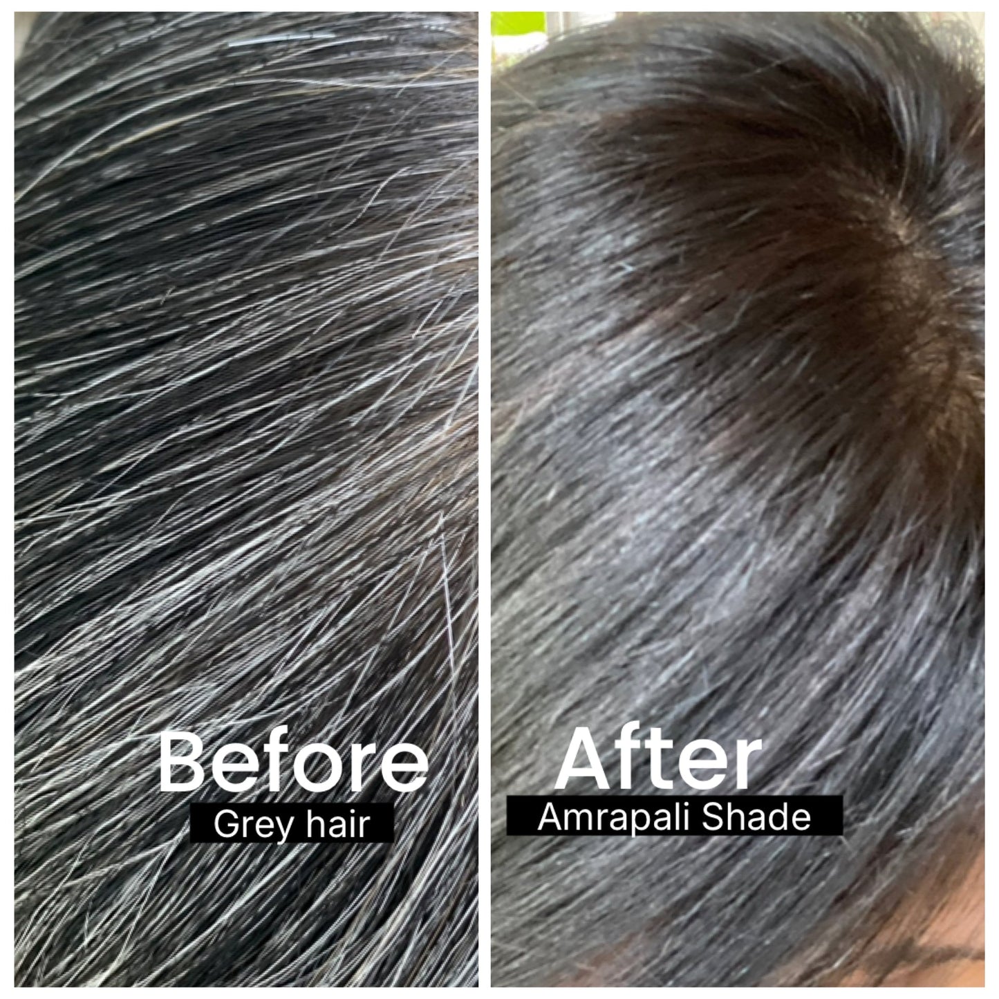 Grey coverage with SVA Amrapali plant-based hair dye in deep brown shade Singapore