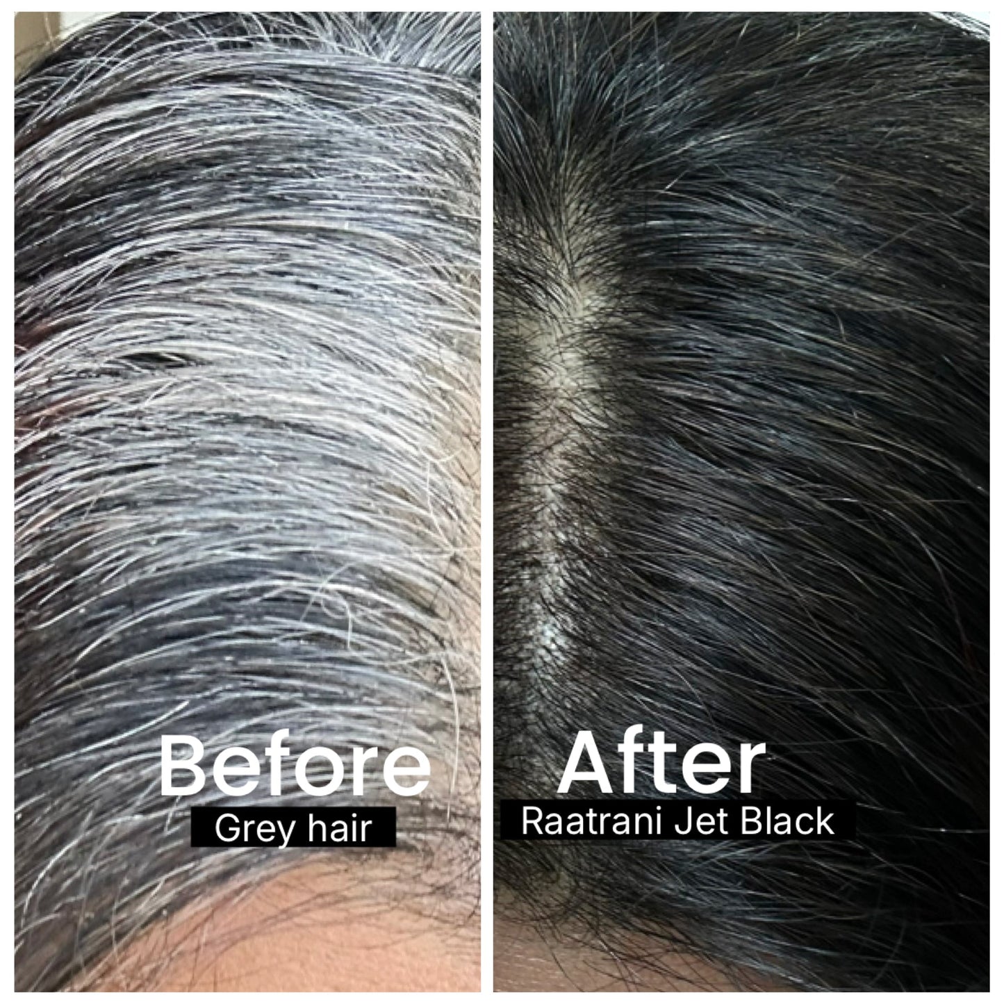 100% Grey coverage with SVA Raatrani Jet black kit with chemical free plant-based hair dye Singapore